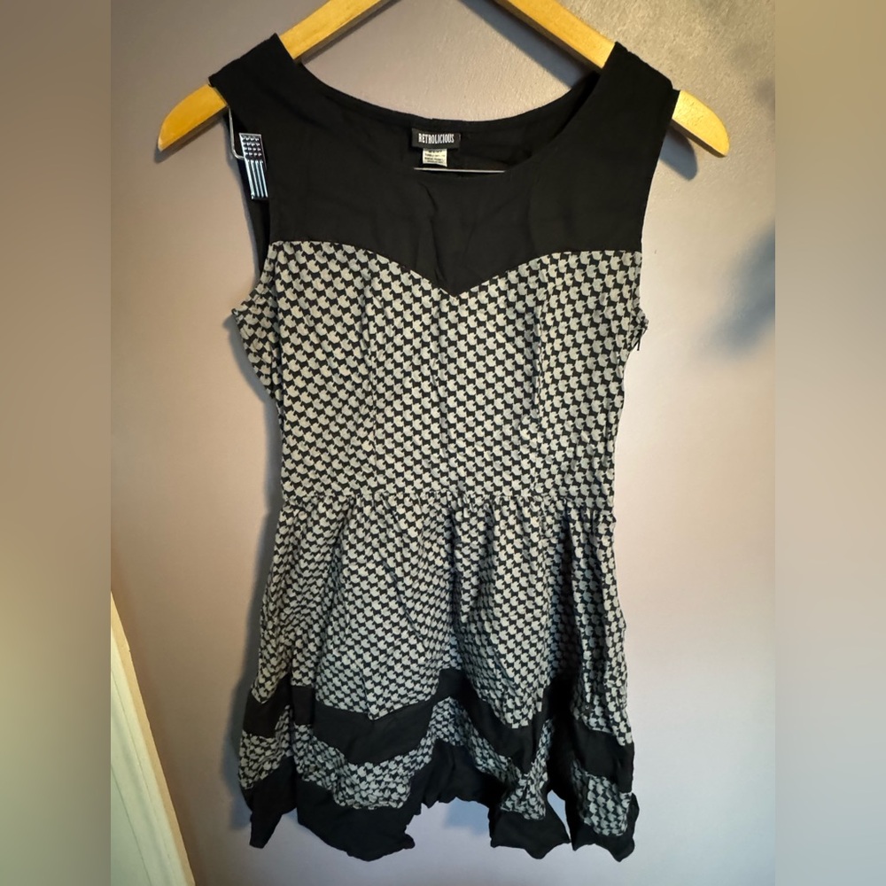 Retrolicious Scotty Dog Houndstooth Vintage Style Fit and Flare Dress Sz Small